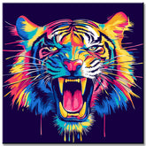 Paint by Numbers Tiger in Rainbow Colors Animal Art